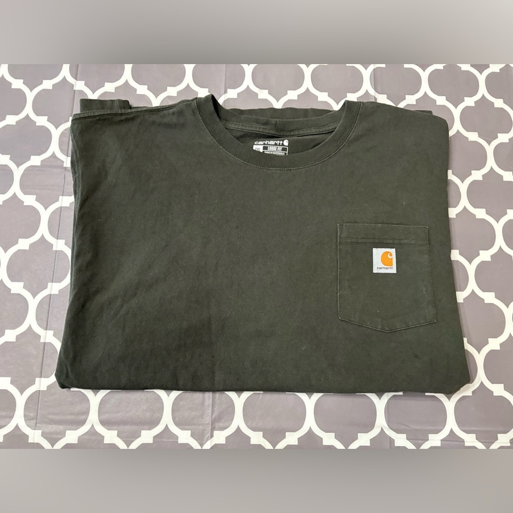 Carhartt Men's Dark Gray/Green Short Sleeve Pocket Tee size 2XL
